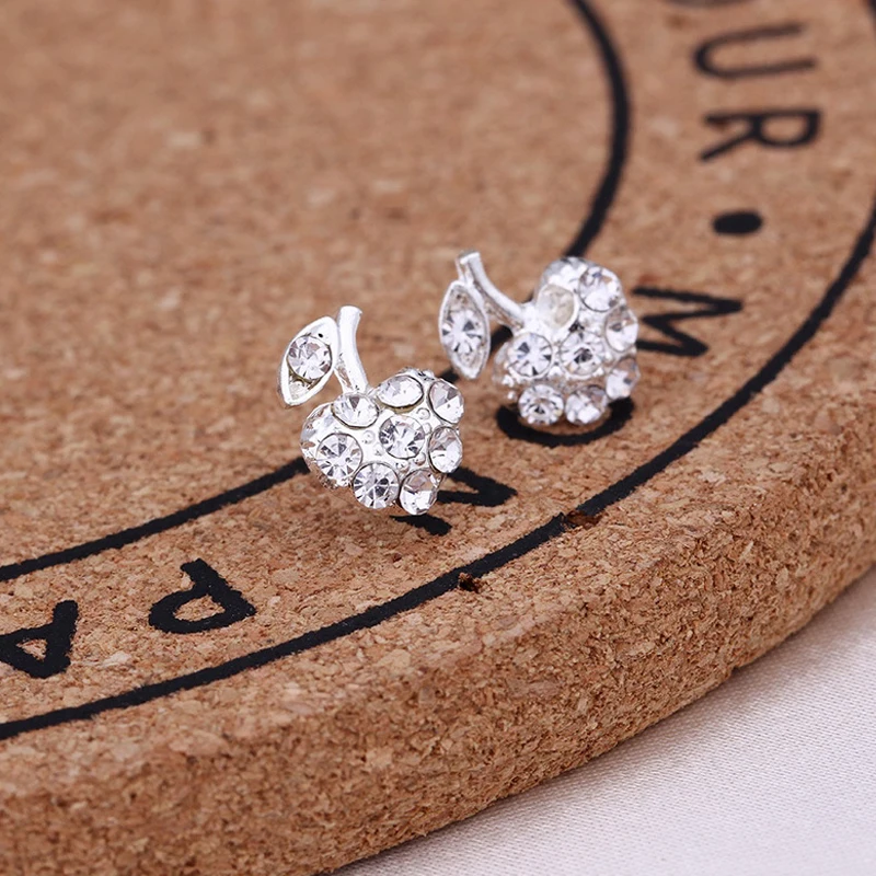 New Fashion Exquisite Stud Earrings Cute Cherry Star Crown Crystal Imitation Pearl For Women Piercing Jewelry Brincos Gift