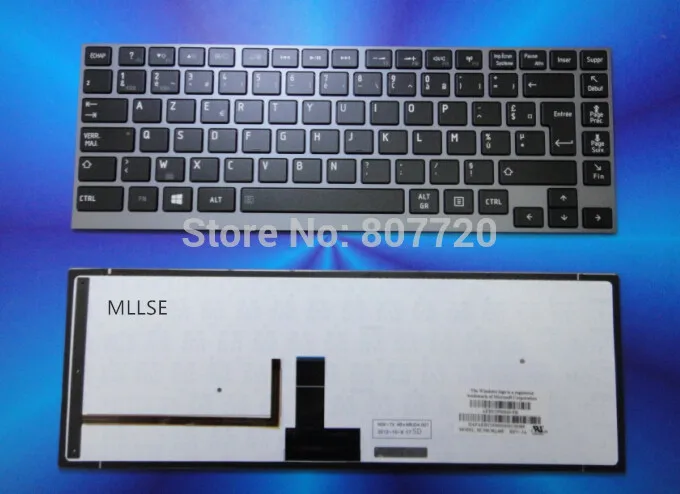 

100% brand new French keyboard with silver frame black keys for Toshiba U900 U920T U940 U840 U800 U800W U835 backlit