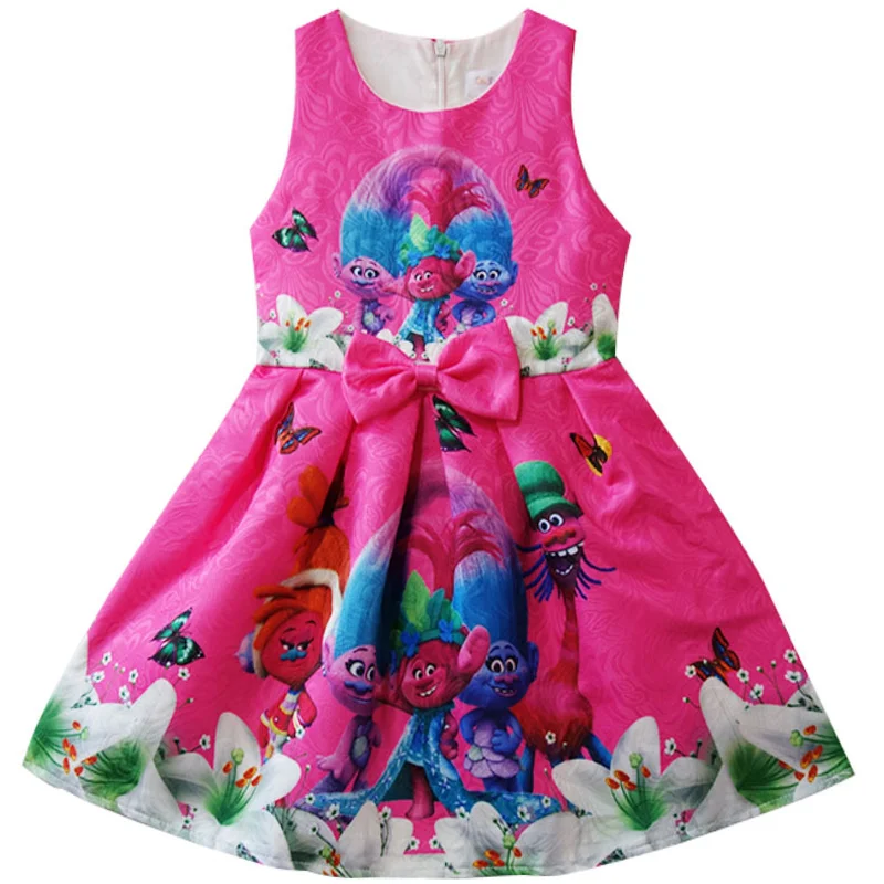 

New dresses set Children Costumes For Girls Carnival Kids Costumes Moana Vaiana Cotton lining Dress Trolls Clothes Poppy Party