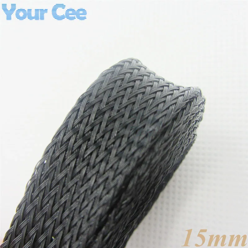1 м 15 мм обшивка авто провода запряжение нейлоновый Плетеный черный кабель Sleeving