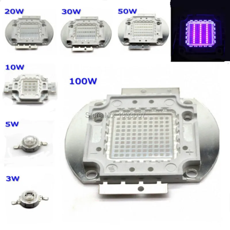 3W 5W 10W 20W 30W 50W 100W High Power LED UV Purple Light COB 365nm 375nm 380nm 385nm 395nm 400nm 405nm 415nm Ultraviolet