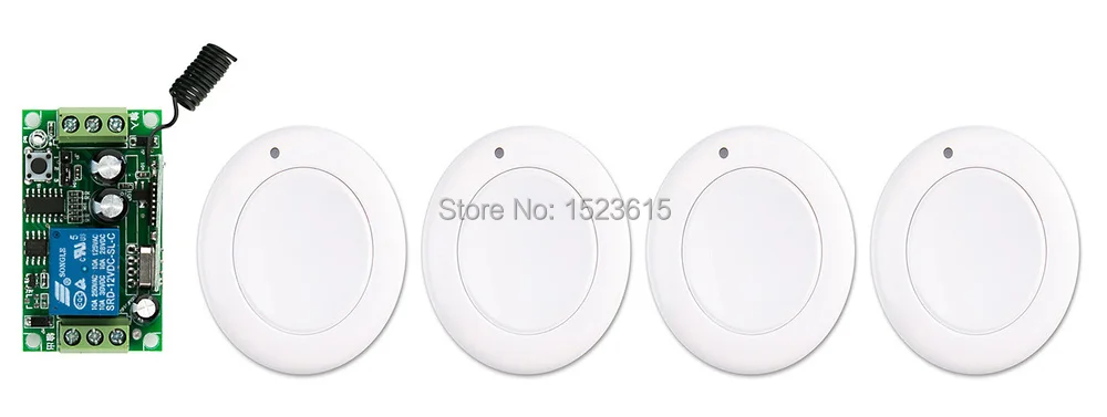 

New DC12V 1CH 10A RF Wireless Remote Control Switch System receiver &4*White wall Panel Sticky relay Remote Smart Home Switch