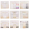 12 Pairs/set Stud Earrings Set With Card Transparent Zircon Balls Love Flowers Earrings Women Imulated Pearl Earrings Jewelry ► Photo 1/6