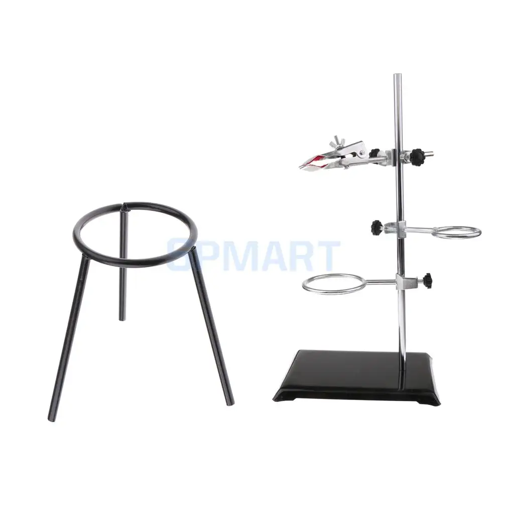 Lab Supplies Beaker Tube Clamp Head Loop +Tube Clamp  Gauze Mat Tripod Stand Laboratory Chemistry Experiment Kits