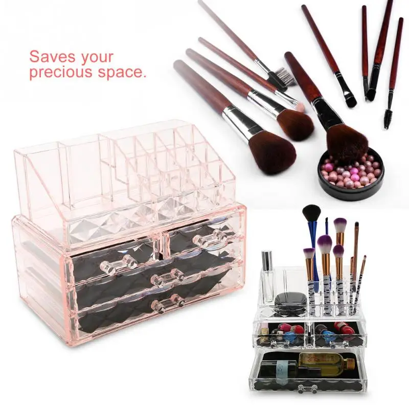 

Transparent Plastic Home Drawer Desk Desktop Storage Box Organiser Clear Acrylic Makeup Make Up Organizer For Cosmetic