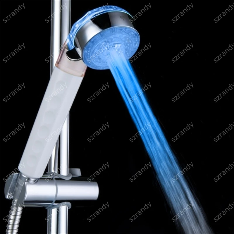 Adjustable Water Saving LED Shower Head Blue Color Light Auto Change