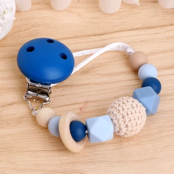 

Infant Baby Silicone Teething Dummy Pacifier Clip Bead Infant Soother Nipple Strap Chain FR024