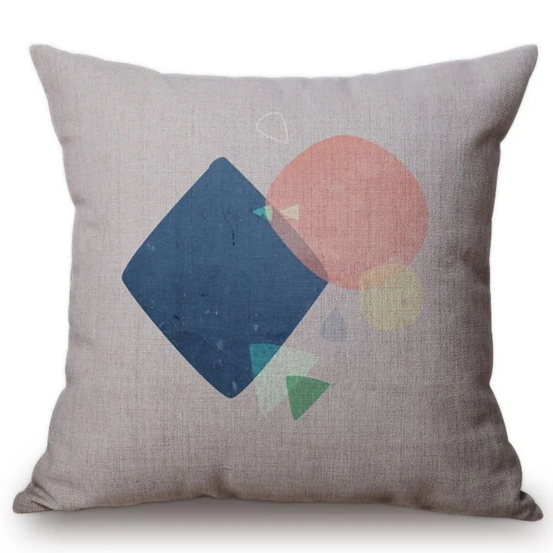 Color Geometry Cushion Covers Nordic Geometric Ink Rhombus Triangles Diamonds Pillow Cover Linen