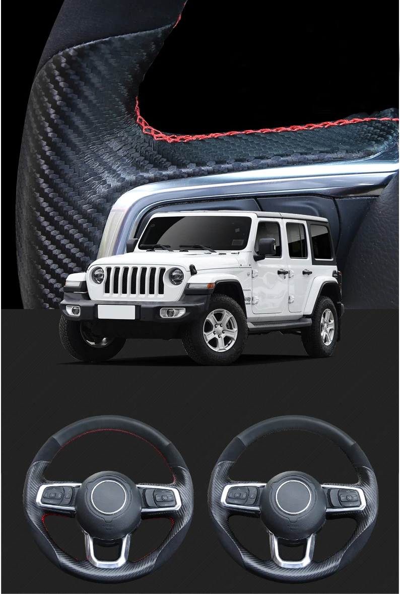 Lsrtw2017 углеродное волокно кожаный чехол рулевого колеса автомобиля для jeep wrangler JL