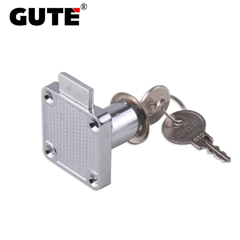 GUTE Bright Chrome Office Desk Lock With 2Keys Zinc Alloy Furniture