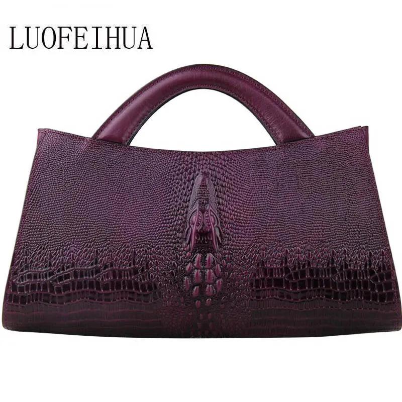 

LUOFEIHUA 2019 new high-end crocodile leather handbag Texture of leather handbags hand bag banquet branded handbag