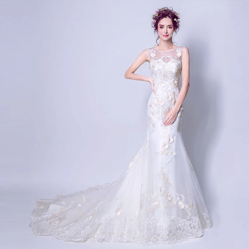 Darlingoddess Robe De Mariage Real Photos Elegant Mermaid Wedding