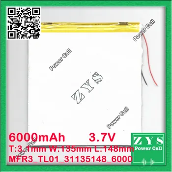 

Safety Packing,3.7V 6000mAH,[31135148] PLIB; polymer lithium ion battery, Li-ion battery for tablet pc,power bank,E BOOK 6000mah