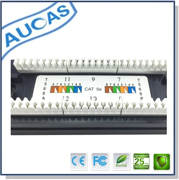 Aucas 24 портов Cat5e патч-панель с RJ45 Keystone UTP PLUG 180 градусов Женский keystone адаптеры