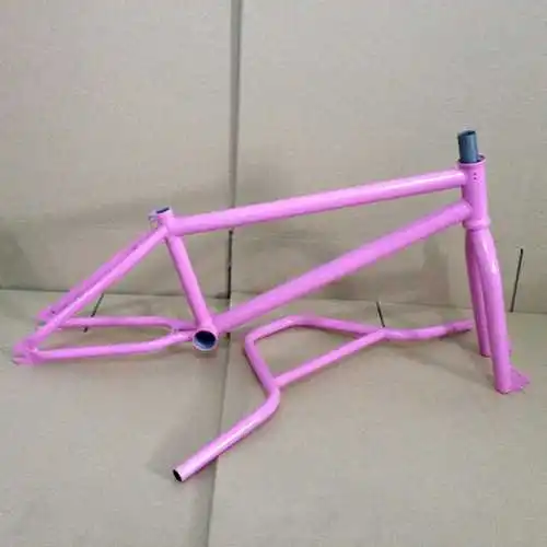 Высокое качество BMX CRMO 4130 стальная рама вилка руль MID BB bmx набор рам - Цвет: light pink