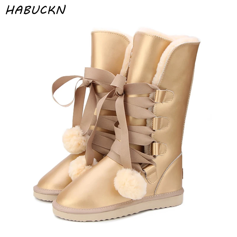 

Classic Women Snow Boots Leather Winter Shoes Boot bota feminina botas mujer zapatos Women waterproof Snow Boots