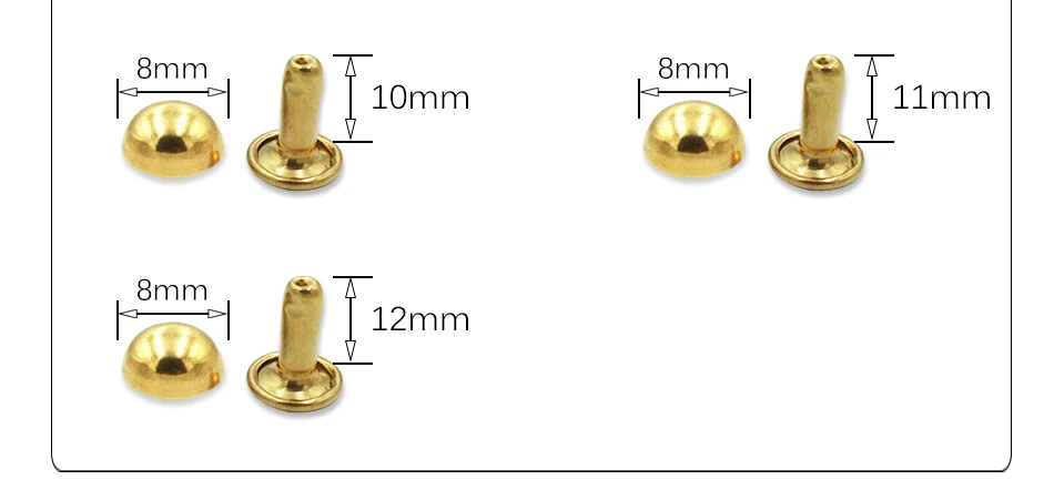 10 шт. Чистый медный круглый двойной колпачок запонка заклепка клепки Металлический Шип рок кожевенное ремесло сумка для обуви ремень одежды браслет