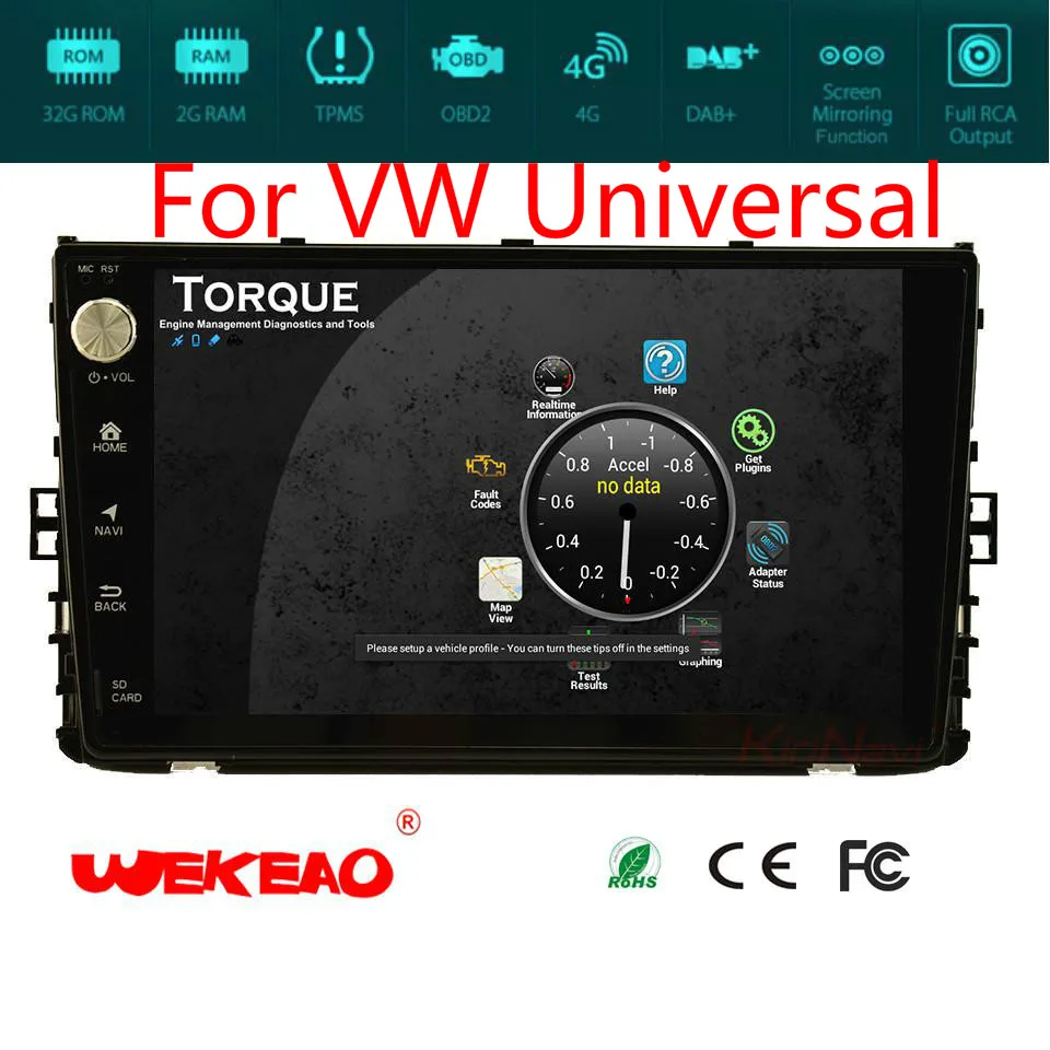 Wekeao 9 &quotCar Радио gps навигации Аудио плеер для VW Универсальный Поддержка Multimedai