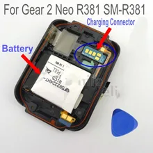 Черный R381 задняя крышка Корпус задняя крышка с зарядным разъемом и R381 батарея для samsung шестерни 2 Neo R381 SM-R381