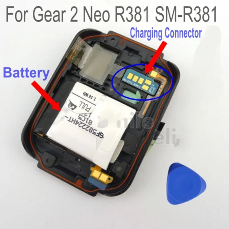 

Black Original R381 Back Cover Housing Rear Case with Charging Connector & R381 Battery For Samsung Gear 2 Neo R381 SM-R381