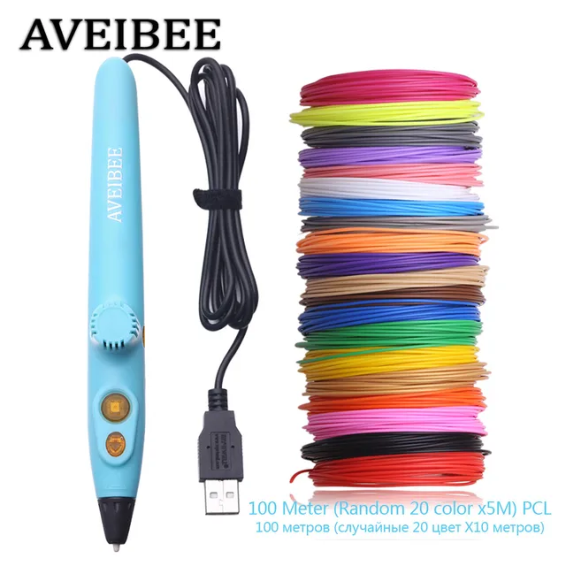 Best Offers AVEIBEE Original 3D Pen Third Generation 3 D Printer Pens With 100M 20 Color PCL Filaments For Drawing Tools