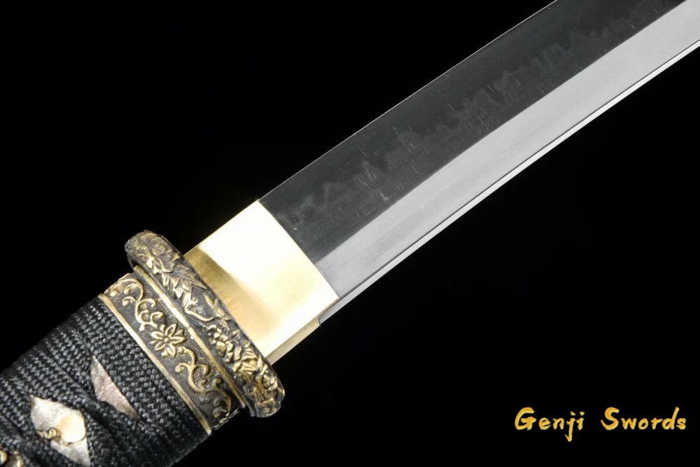 Ручной работы короткий катана, японский Танто черный самурайский меч острый клинок 1095 высокоуглеродистой стали ГЛИНА-закаленная