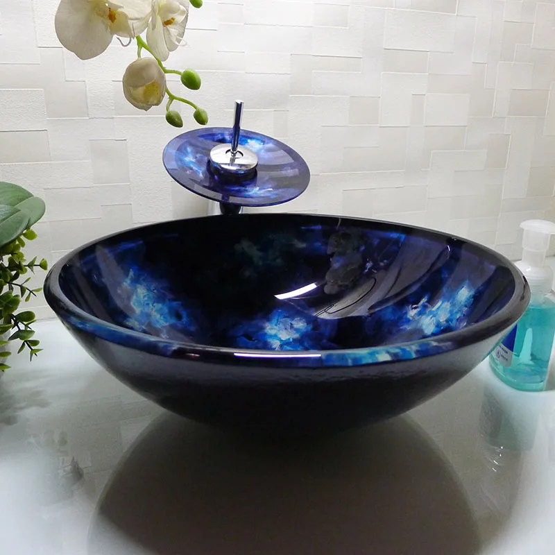 Bathroom Round Tempered Glass Above Counter Wash Basin Cloakroom