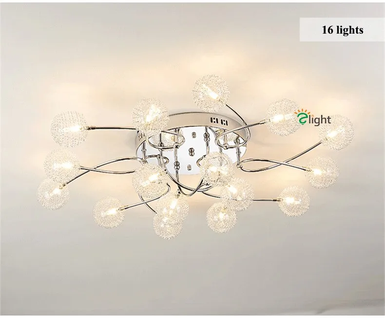 Современный металлический хром Спальня светодиодный потолочный люстра огни Алюминий оттенков Спальня Гостиная LED Люстры Освещение