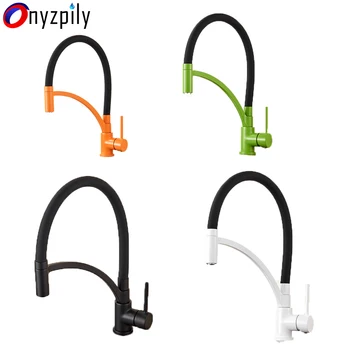 

Orange Black Green White Kitchen Facucet Hot&Cold Mixer Tap Single Handle Single Hole Pull Out Faucet Toneria