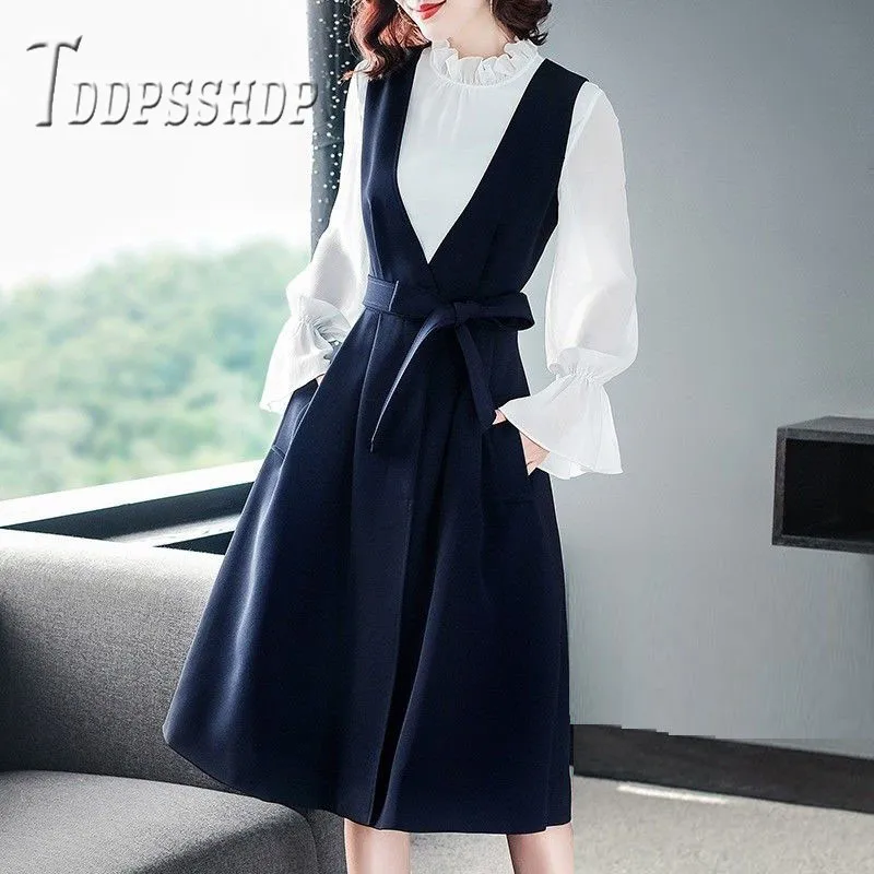 

2019 Spring Elegant Women Sets Blouse and Dress Female Sets