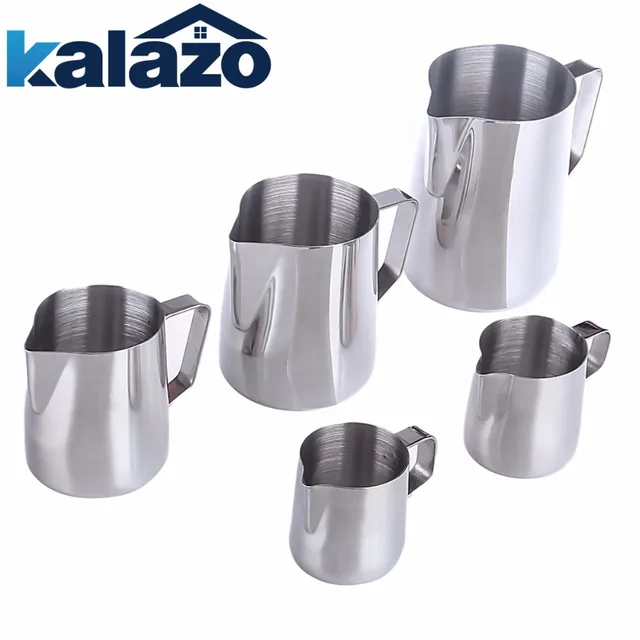 Special Offers Kalazo Frothing Pitcher Stainless Steel Milk 100ml/150/350ml/600ml/100ml Espresso Coffee Latte Jug Barista Craft Coffee
