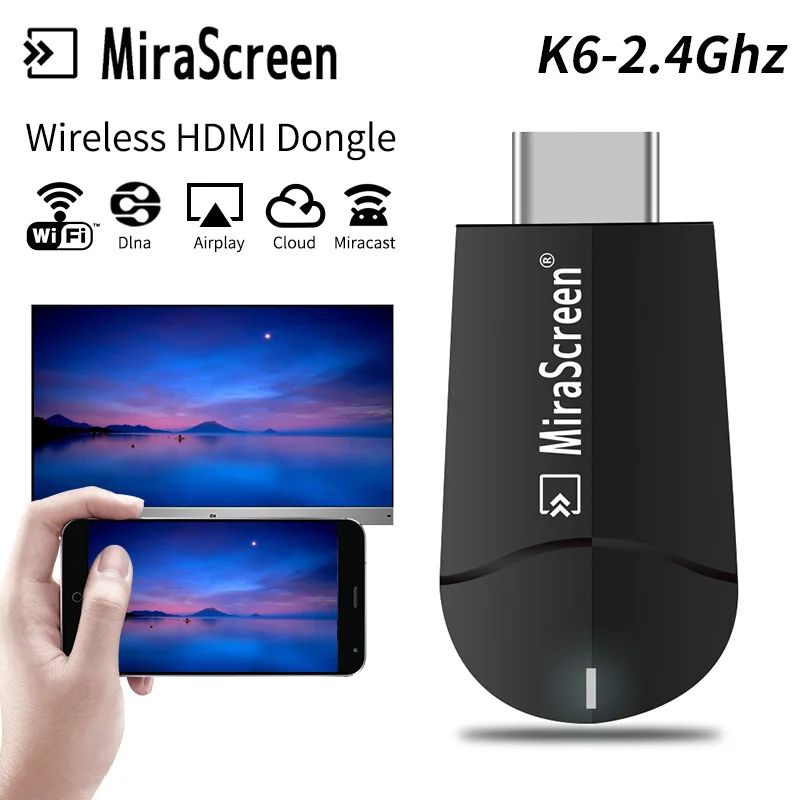 Новый Mirascreen K6-2.4G Smart Беспроводной Дисплей ключ 4 K HD качество ТВ Stick Plug and play Простое подключение для Android/iOS