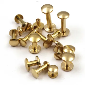 

10pcs 8mm curved head diameter brass slotted screws bolts female to male butt screw belt bag bolt