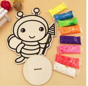 Креативная картина из песка Художественный Деревянный Рисунок доска для детей Снежный жемчуг грязевая игрушка для рисования Diy Цветная ручная роспись детские игрушки - изображение