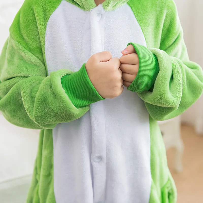 Children Winter Warm Hairy Flannel Animal Pajamas Thick Cartoon Costumes Sleepwear Kids Cosplay Onesie Cute Green Frog Pyjamas Children Winter Warm Hairy Flannel Animal Pajamas Thick Cartoon Costumes Sleepwear Kids Cosplay Onesie Cute Green Frog Pyjamas