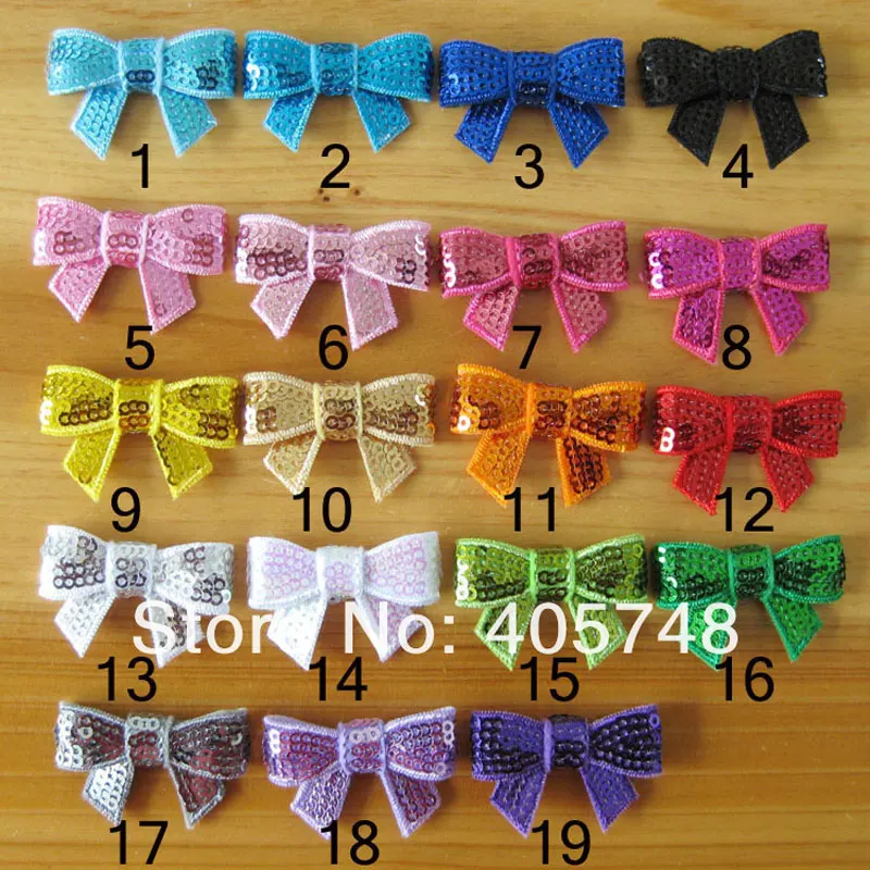 

50pcs small sequin hair bows without clip,DIY crafts for making girls hair bows orange yellow silver white green lime lalic gray