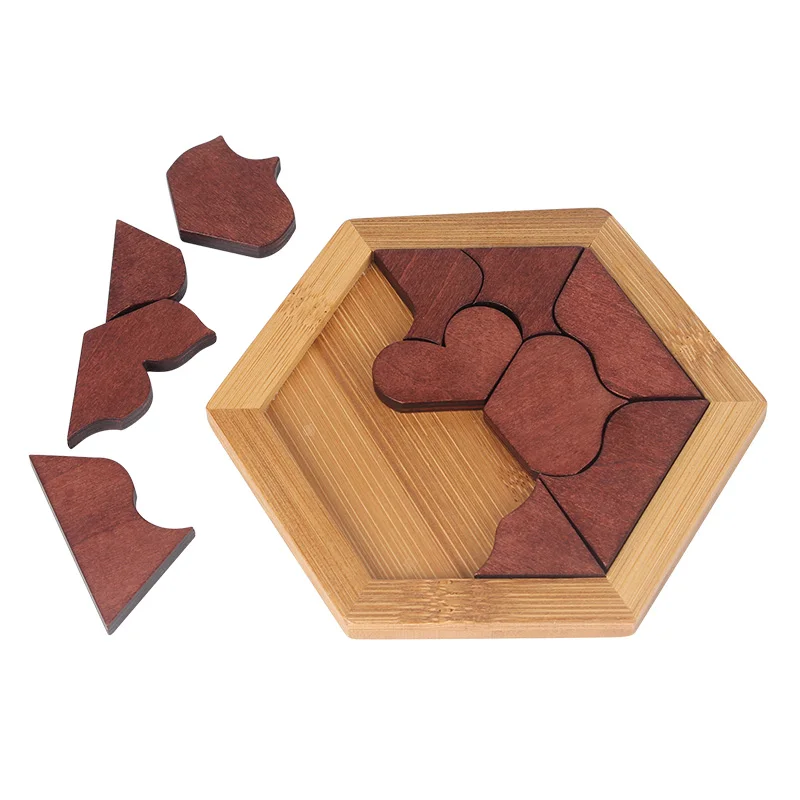 Wooden Children's Puzzle Heart-shaped Tangram Puzzle Bamboo Flooring
Early Learning Jigsaw Puzzle Kid's Gifts