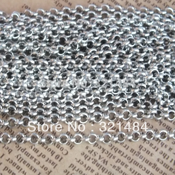 

2mm dull silver plated rolo chain 100m metal link jewelry findings chains in bulk