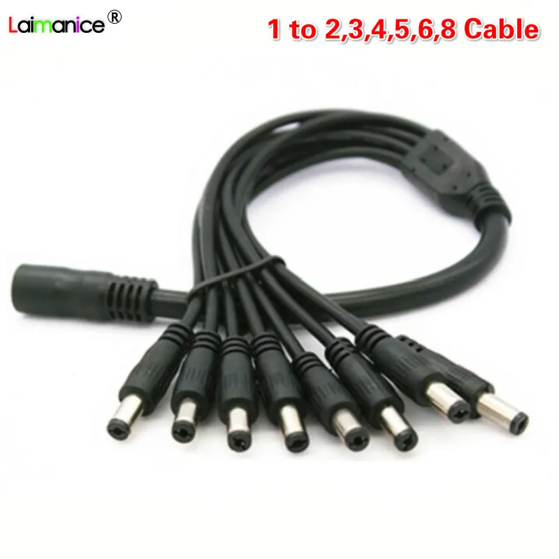 

DC Power 1 Female to 2 3 4 5 6 8 Male Way Splitter Adapter Connector Plug Cable 5.5mm*2.1mm 12V For CCTV Camera LED Strip Light