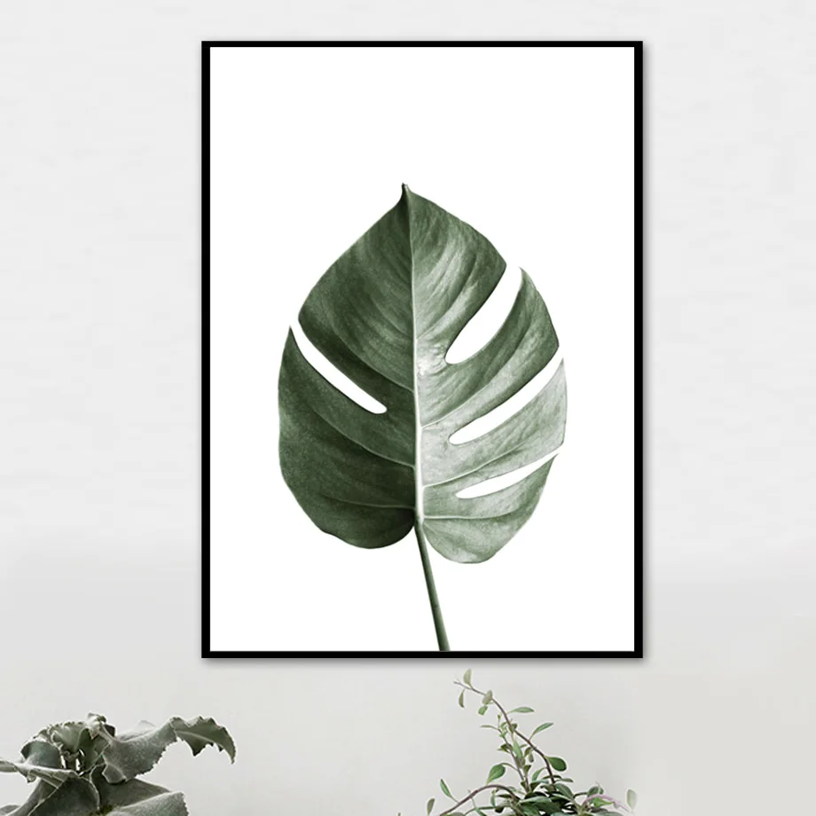 

Modern Minimalist Green Plant Turtle Leaf Nordic Posters and Prints Wall Art Canvas Painting Wall Pictures For Living Room Decor