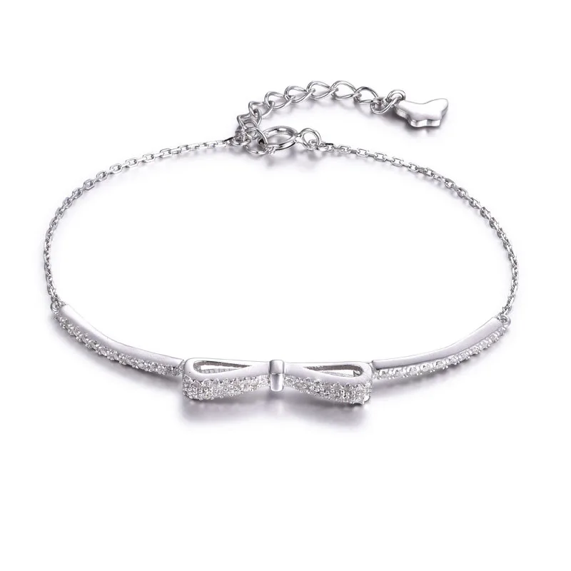 S925 pure silver Prevent allergy Pandora's fine bow is inlaid with zircon Bangles fashion accessories for valentine's day gifts |