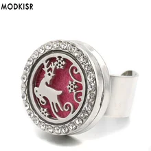 

MODKISR Wholesale Stainless Steel Sika Deer 25mm Wild Star Aromatherapy Essential Oil Diffuser Women Rings Jewelry Female Ring