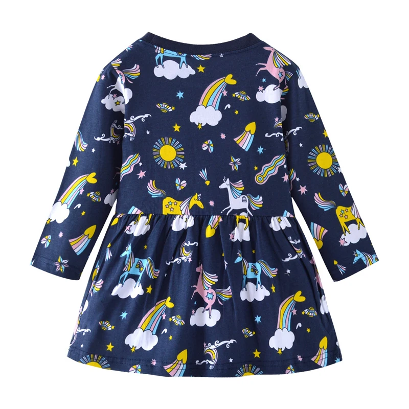 SAILEROAD Маленькие девочки с длинным рукавом платье Vestido Unicornio Infantil Осень детские платья для девочек Top Vestido Unicornio