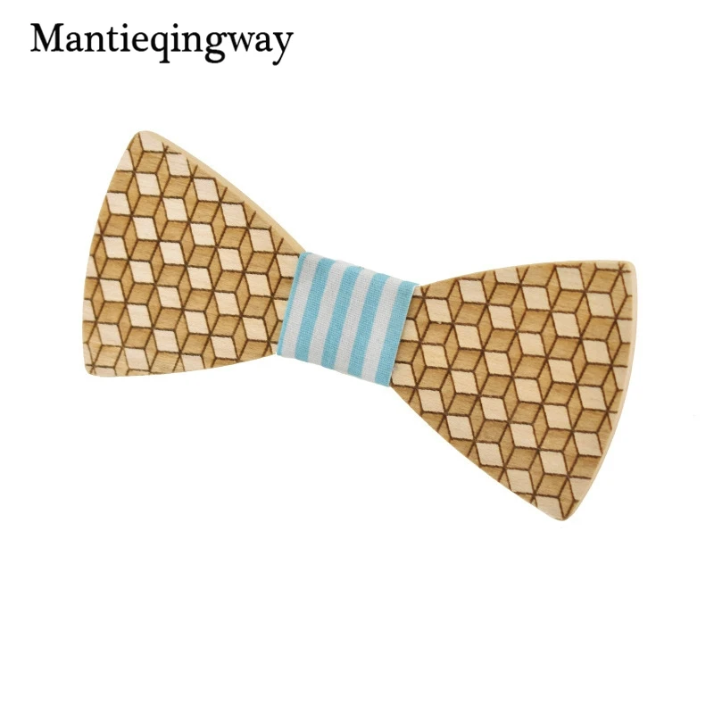 Mantieqingway Мода древесины Полосатый плед галстук-бабочка в горошек для Для мужчин Свадебный деревянный Bowties Для мужчин s Аксессуары Gravatas