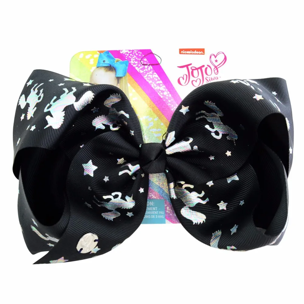 

8'' Large JoJo Bows Handmade Unicorn Printed Hair Clips For Kids Girls Siwa Colorful Bowknot Hairprin Children Hair Accessories