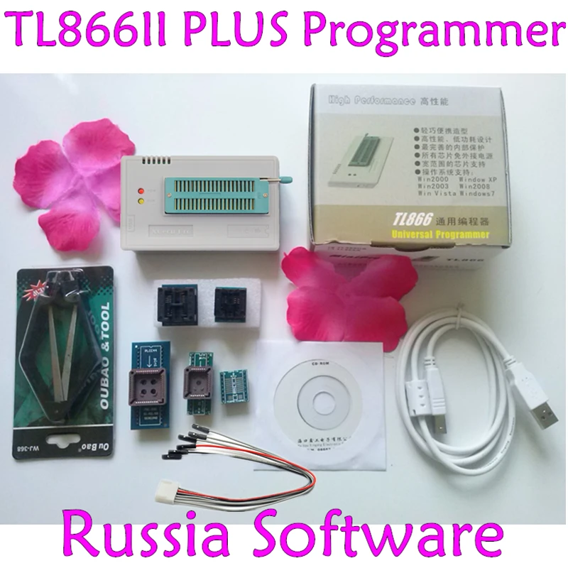 

New XGecu TL866II PLUS Programmer V8.33 +6 adapters replace MiniPro TL866CS TL866A Bios USB Programmer adapter Russia software