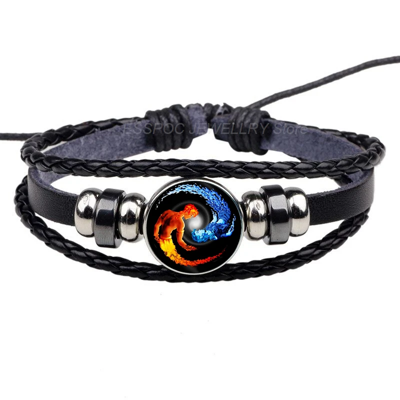 Yin Yang Bracelet Tree of Life Braided Leather Pubk Black Bracelets Tai Chi Craft Supplies Life Tree Glass Dome Jewelry Men Gift - Окраска металла: as show