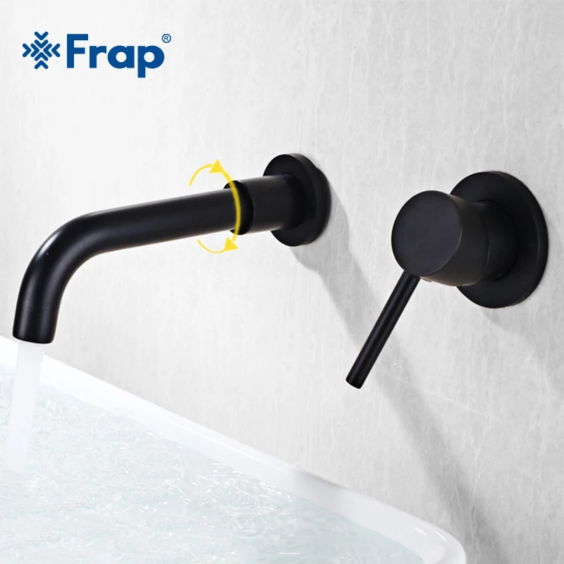 Frap High Quality Round 2 Hole Wall Sink Basin Mixer Tap Wels Bathroom Spout Faucet With Single Lever In Matt Black Y10116 Frap High Quality Round 2 Hole Wall Sink Basin Mixer Tap Wels Bathroom Spout Faucet With Single Lever In Matt Black Y10116