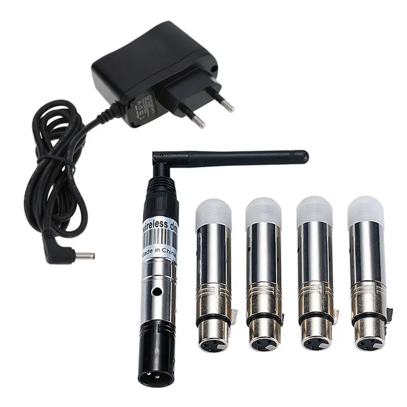 

New Hot DMX512 Wireless 2.4G ISM Transmitter +4PCS Receiver Light Control 400m DMX Lighting Effect For Crazy Club Party Stage