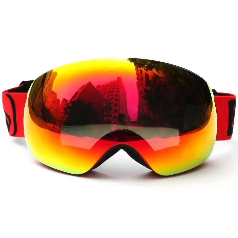 Профессиональный Большой кадр лыжные очки с двойными линзами UV400 Анти-туман сноуборд для взрослых Лыжный Спорт очки снег очки для Для женщин Для мужчин - Цвет: red